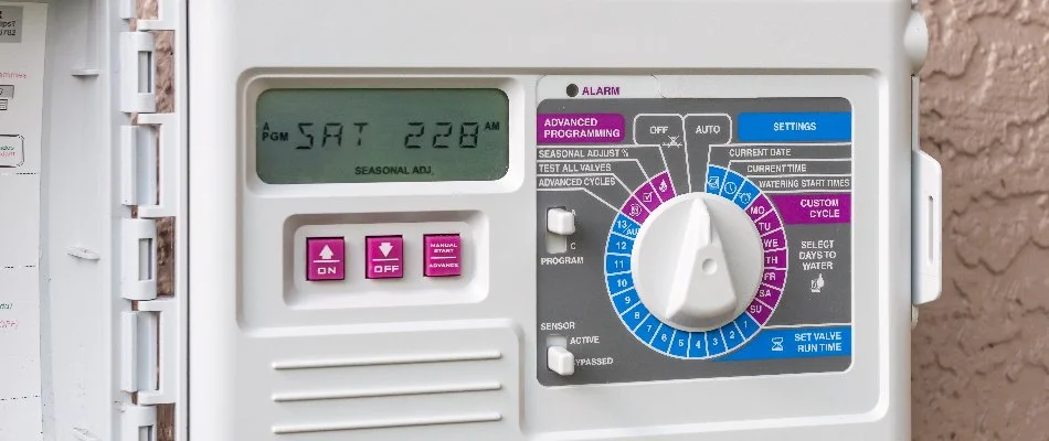Controller of an irrigation system in New Braunfels, TX.
