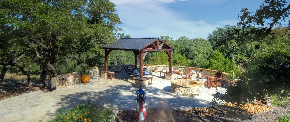 Pavilion with outdoor lighting in New Braunfels, TX.