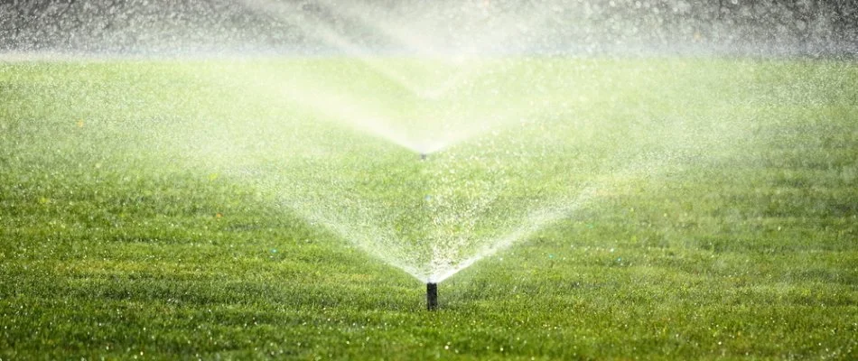 Sprinklers on a lawn in New Braunfels, TX.