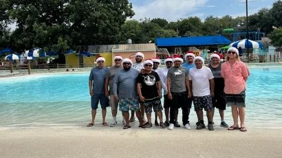 Skyline Landscaping truck at customer's home in Canyon Lake, TX.